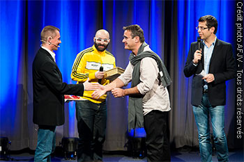 Christophe Héral avec Emmanuel Forsans, 2080 et Bertrand Amar à la cérémonie des Ping Awards